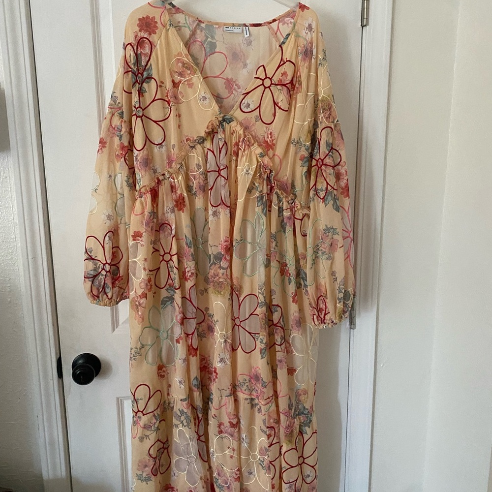 ASOS Sheer Dress with Red and Cream Floral Design